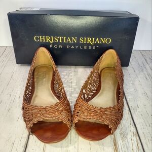 Christian Siriano for Payless Cindy Cognac Woven Peeptoe Flat 9